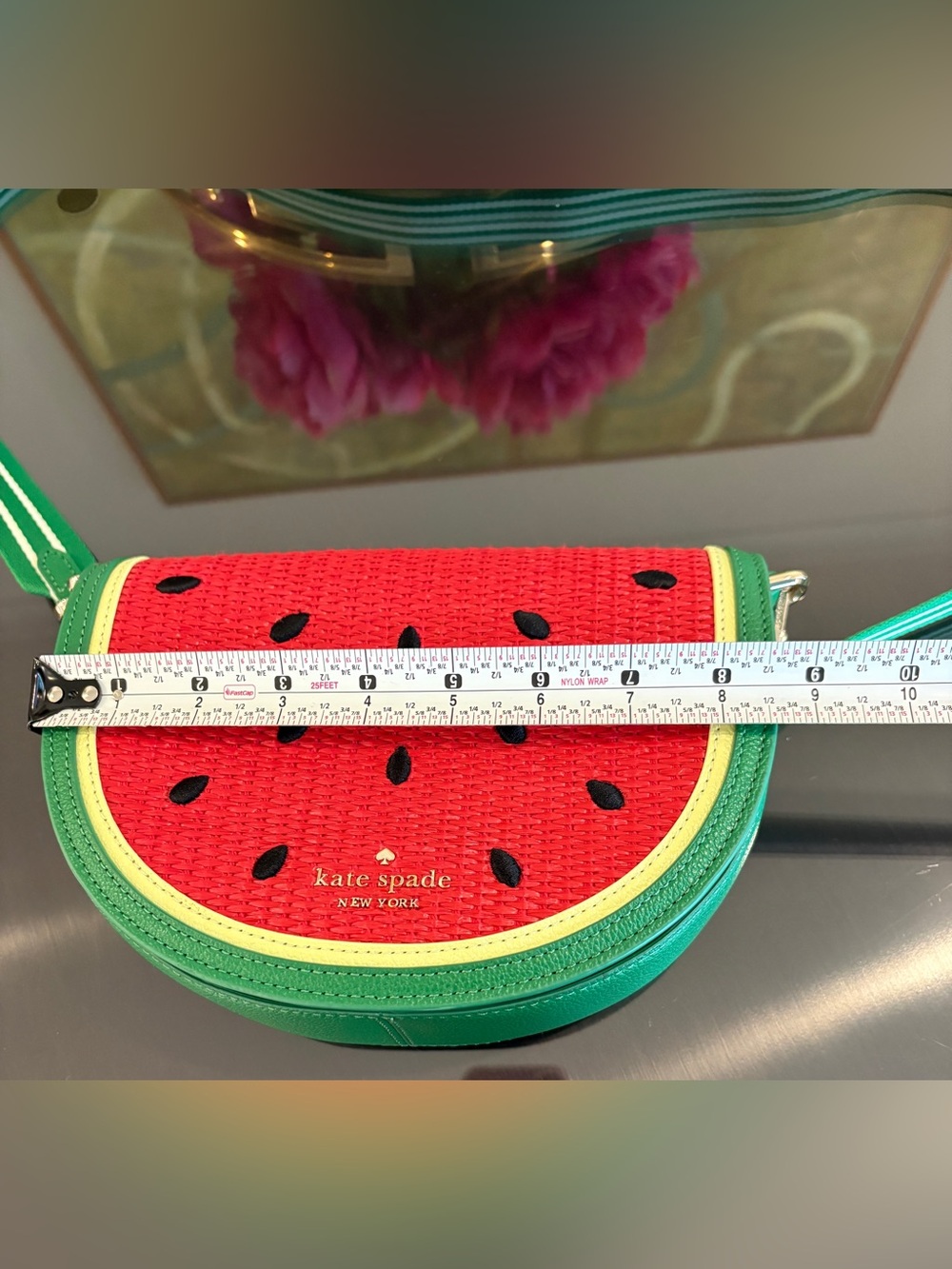 Kate Spade Watermelon Crossbody Purse with Matching Bag Charm / Coin Purse - Picture 6 of 16